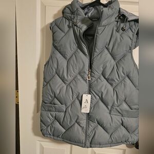 Ladies Light Sage Green Quilted Puffer Vest